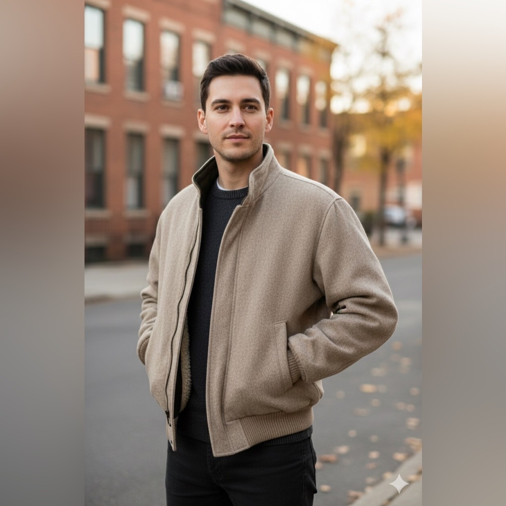 Vtg Town & Country by Gordon & Ferguson Wool Blend w/ Sherpa BomberJacket Mens M